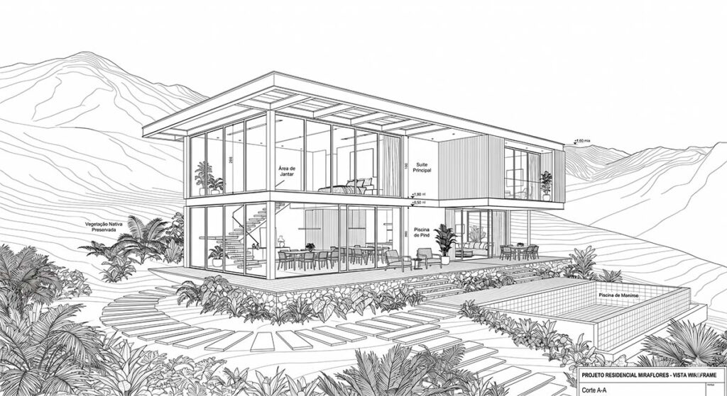 Wireframe de projeto 3D